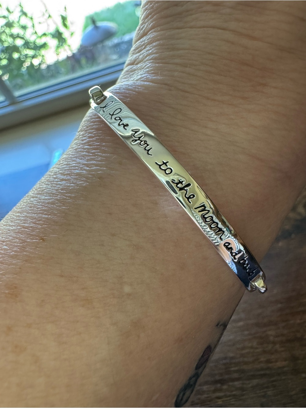 Timeless Sterling Silver "I Love You to the Moon and Back" Bangle Bracelet NIB